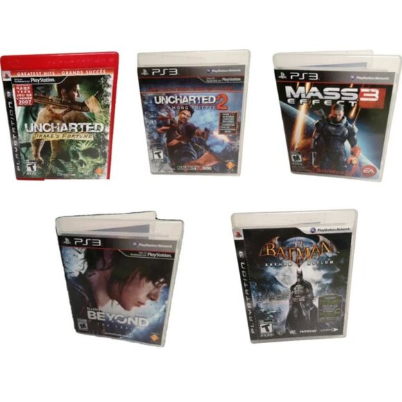 Playstation 3 Game Lot, Batman, Mass Effect 3, Uncharted 1 & 2, Beyond 2 Souls - Picture 1 of 11